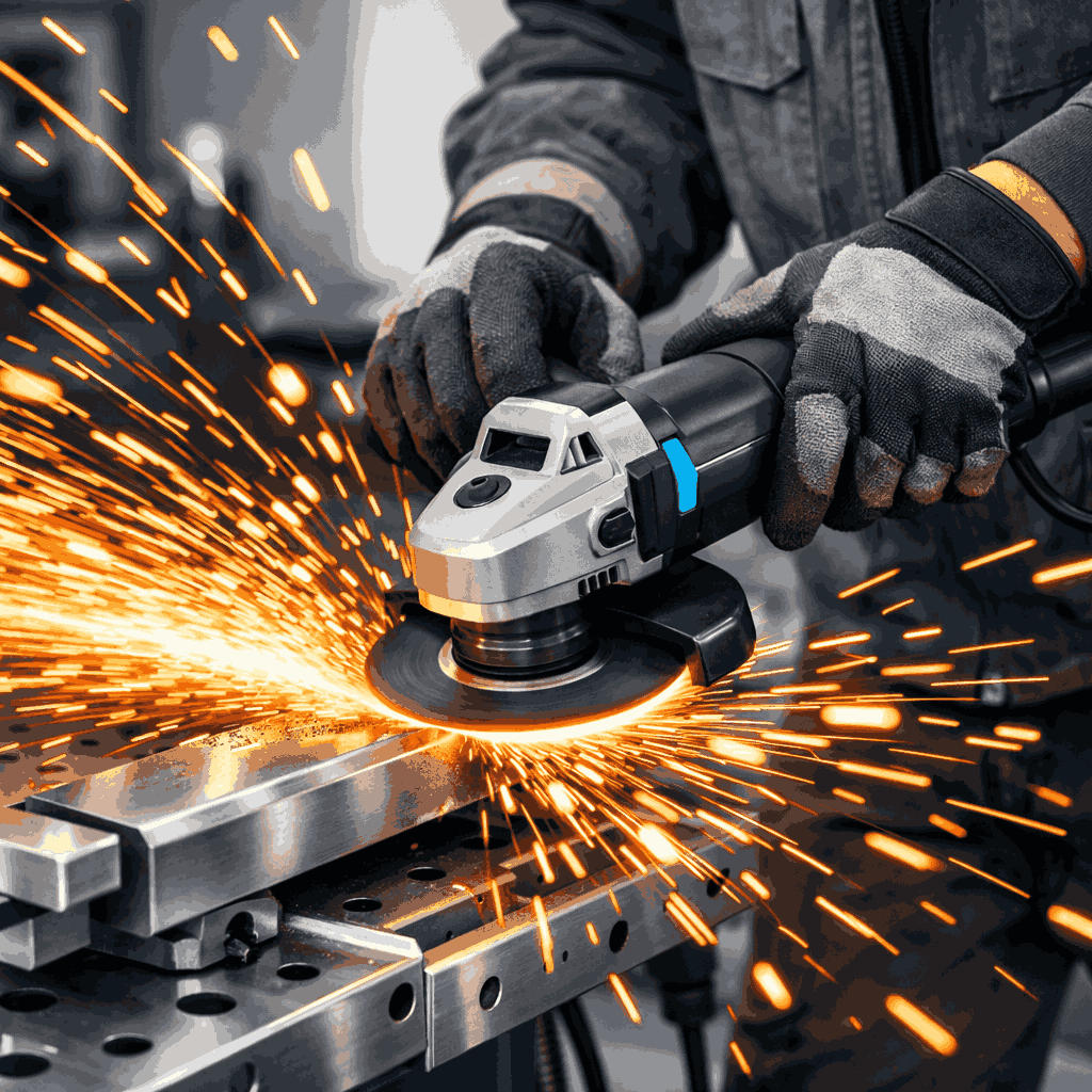 Schweißer bearbeitet eine Metallkonstruktion