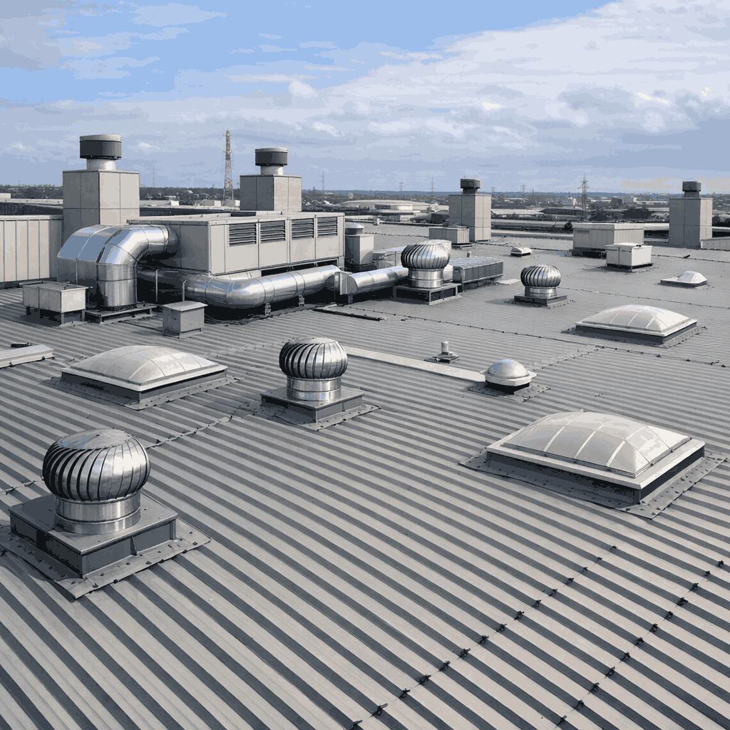 Gewerbehalle mit Metallfassade und Dach